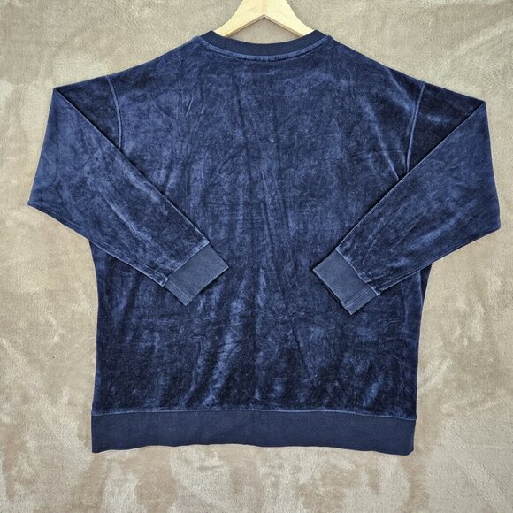 Adidas Sweatshirt Men's Size 1X Blue Velour Pullover Sweater Trefoil Embroidered - Picture 2 of 16